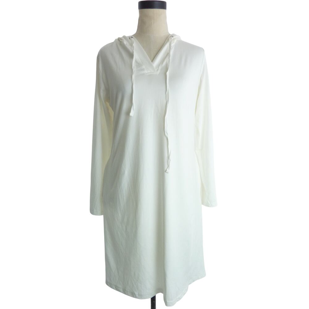 It Womens Hooded Beach Coverup Dress Size S White Polyester Lightweight Vacation